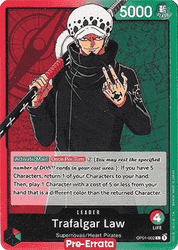 Trafalgar Law (OP01-002) (V.1) - Romance Dawn (Pre-Errata) (Leader) [OP01E-002]