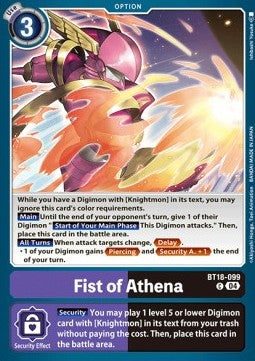Fist of Athena (BT18-099) - Special Booster Ver 2.0 (Common) [SB2.0-099]