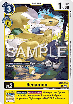 Renamon (BT19-030) - Special Booster Ver 2.5 (Uncommon) [SB2.5-BT19-030]