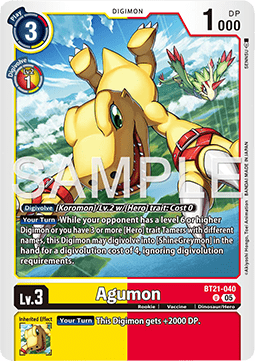 Agumon (BT21-040) (V.1) - Digimon Generation (Alternative Art) [AD-01-BT21-040]