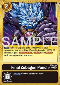 Final Zubagon Punch (BT4-109) (V.2) - Digimon Generation (Alternative Art) [AD-01-BT4-109]