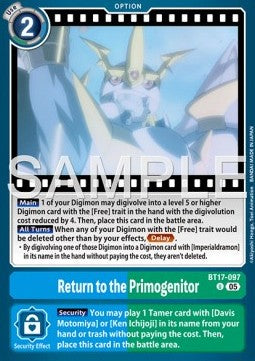 Return to the Primogenitor (BT17-097) - Digimon Generation (Alternative Art) [AD-01-BT17-097]