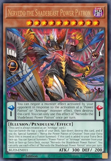 Nervedo the Shadebeast Power Patron (V.1 - Ultra Rare) - Blazing Dominion (Ultra Rare) [BLZD-011]