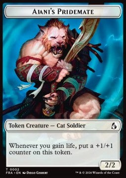 Ajani's Pridemate Token (W 2/2) // Mowu Token (G 3/3)